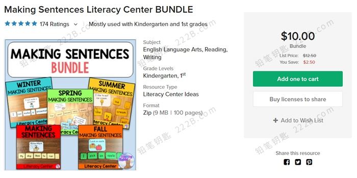 《Making Sentences Literacy Center》五册四季单词句子排序PDF 百度云网盘下载
