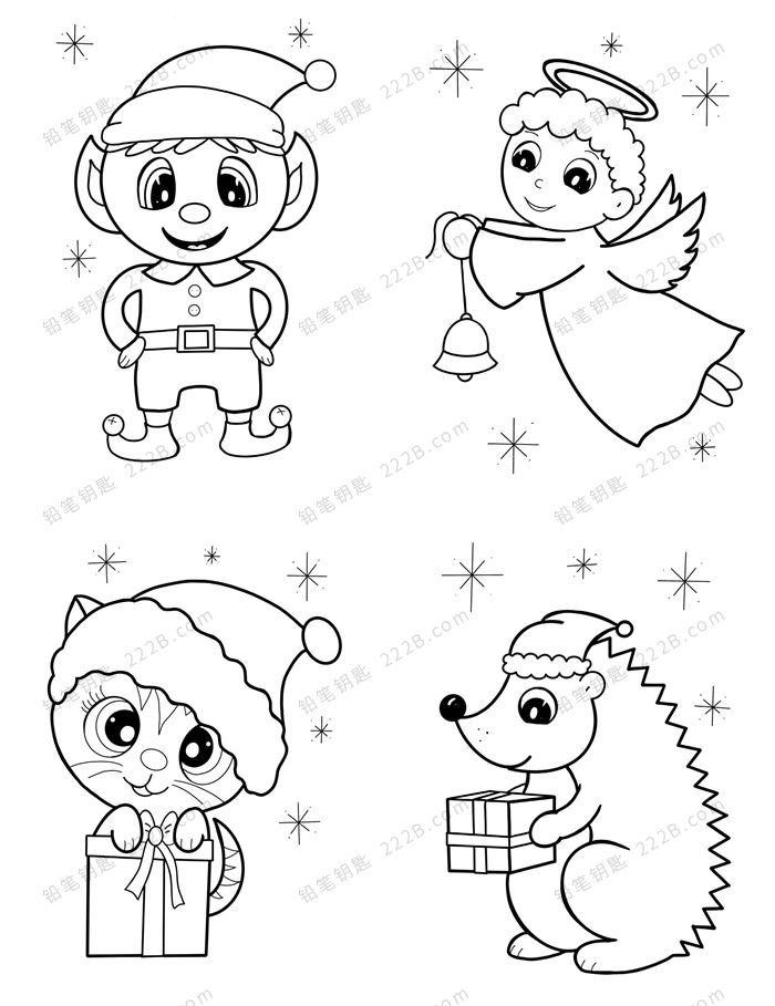 《40 Christmas Coloring》40张圣诞主题涂色作业纸PDF 百度云网盘下载
