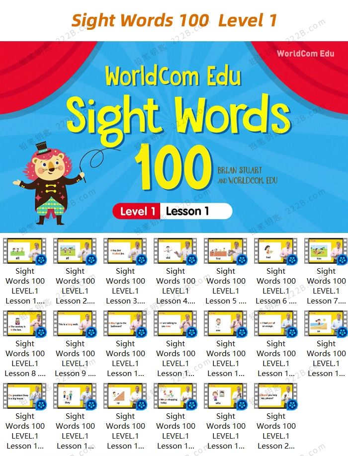 《Sight Words 100 Level 1-6》120集高频词汇教学视频课程 百度云网盘下载
