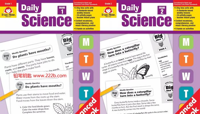 《Daily Science 英文练习册1-6年级》科学常识原生高清PDF 百度云网盘下载