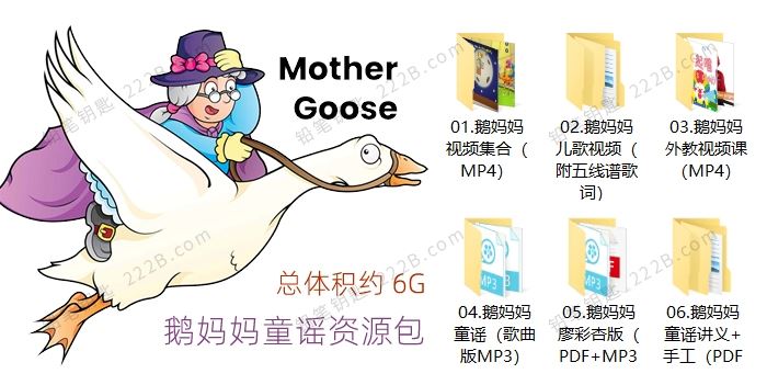 《鹅妈妈童谣Mother Goose英文资源包》视频+音频+讲义+手工 百度云网盘下载