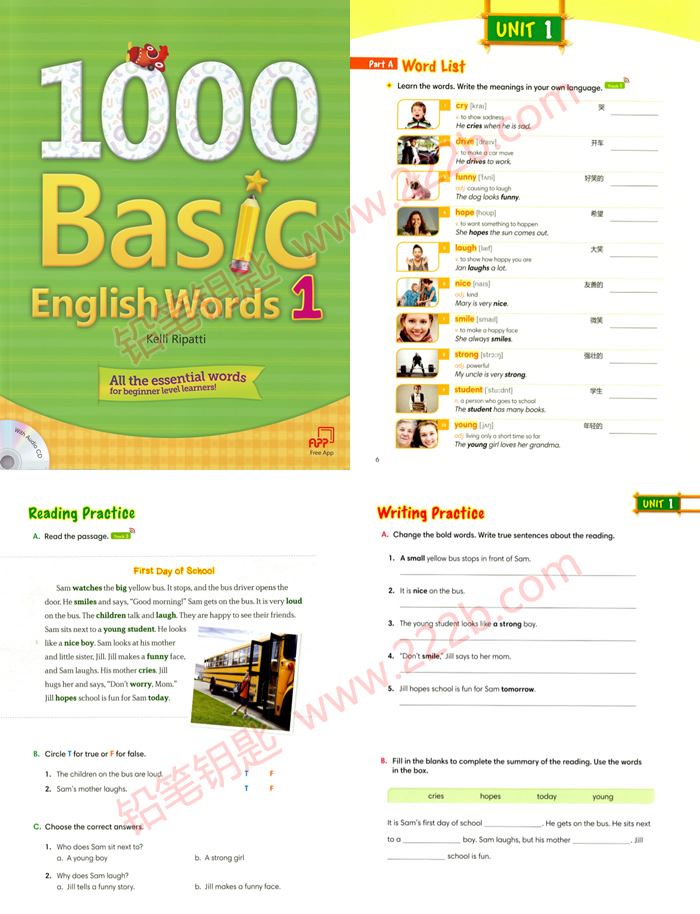 《1000 Basic English Words》全四册单词阅读写作练习册 百度云网盘下载