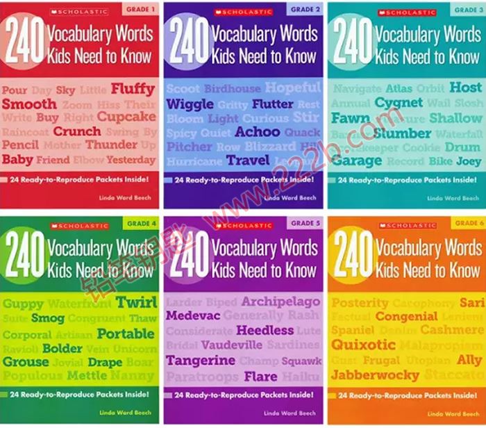 《240 Vocabulary Words全六册》G1-G6 单词专项练习册 百度云网盘下载