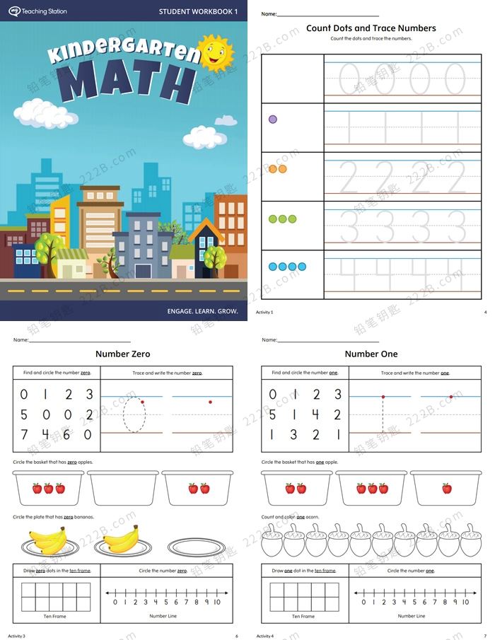 《Kindergarten Math》数学启蒙基础英文练习册附答案PDF 百度云网盘下载