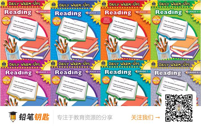 《Daily warm-ups Reading》Grade 1-Grade 8 阅读理解英文练习册PDF 百度云网盘下载