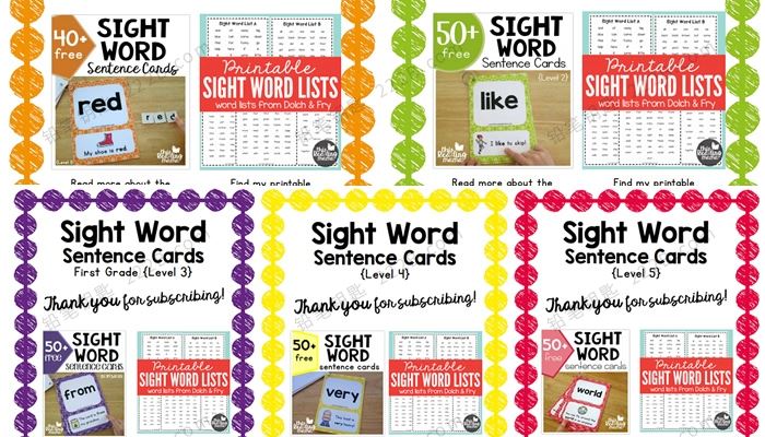 《Sight Word Sentence Cards》6册英文单词闪卡PDF 百度云网盘下载