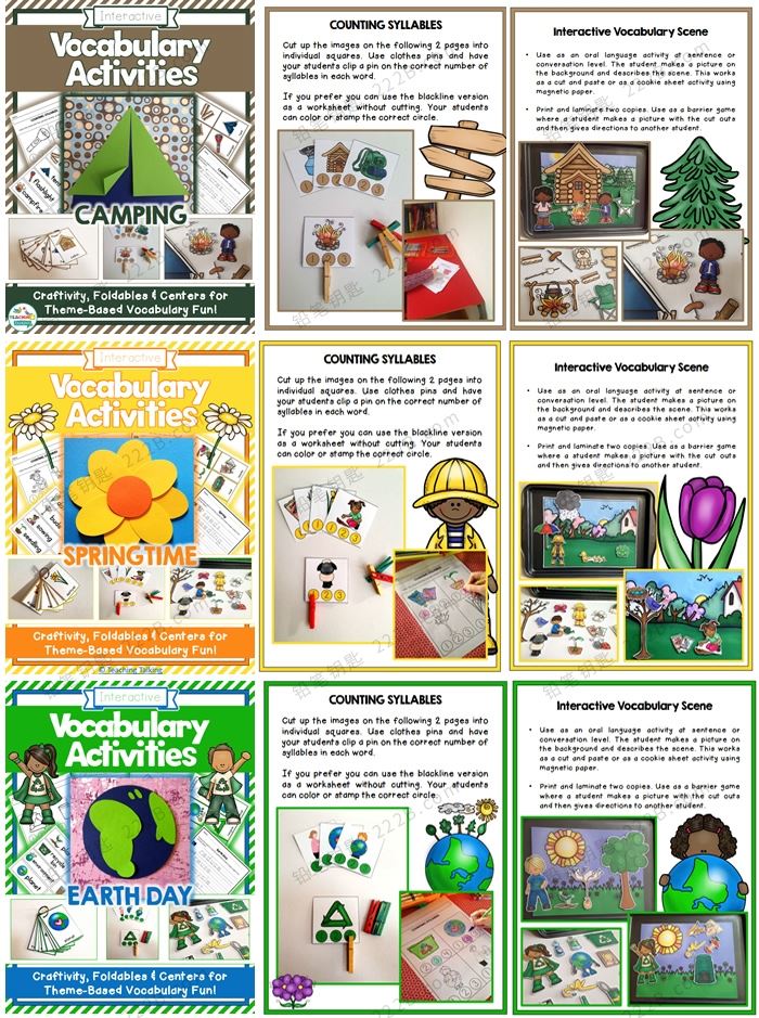 《Vocabulary Activities系列资源包》24套风琴书主题英语PDF 百度云网盘下载