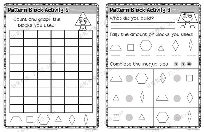 《Pattern Block Activity Pack》731页拼图认知启蒙英文教具资源包 百度云网盘下载