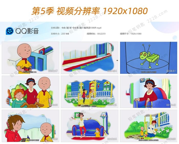 《卡由Caillou》1-5季中文版全144集启蒙动画视频 百度云网盘下载