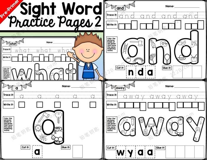《Sight Word Practice Pages 2》两册高频词综合英文练习册PDF 百度云网盘下载