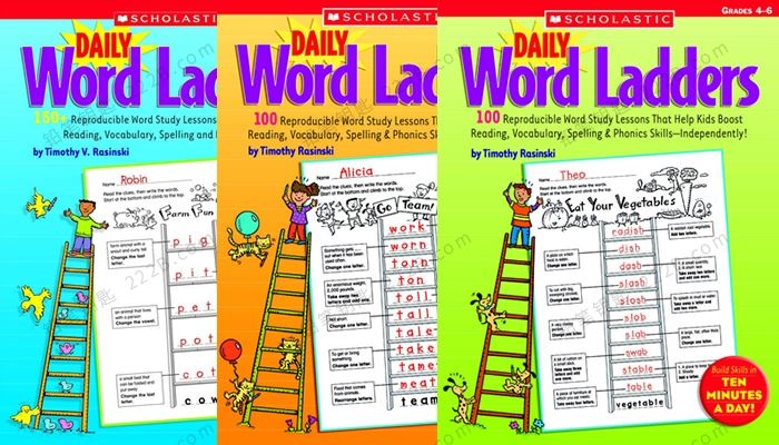 《Scholastic Daily Word Ladders》三册学乐词汇英文练习册PDF 百度云网盘下载