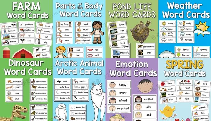 《picture-word cards》30册28个主题英文闪卡PDF 百度云网盘下载
