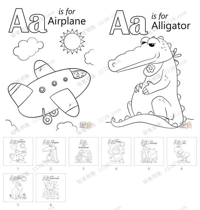 《 Alphabet Coloring Books》187页英语启蒙涂色作业纸PDF 百度云网盘下载