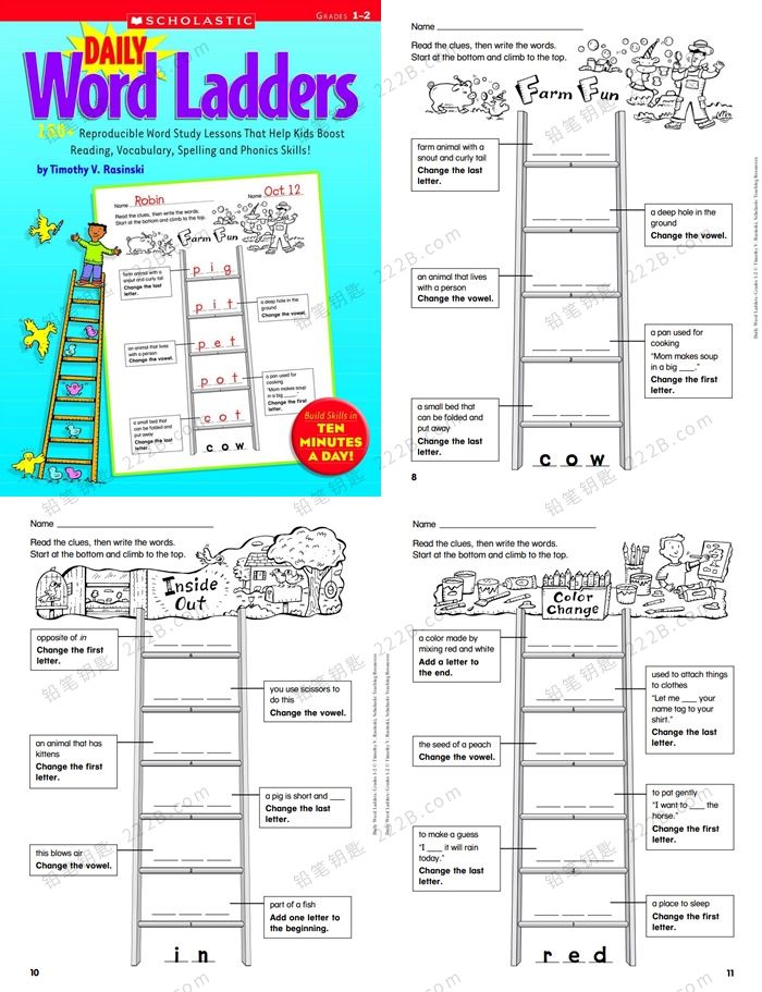 《Scholastic Daily Word Ladders》三册学乐词汇英文练习册PDF 百度云网盘下载