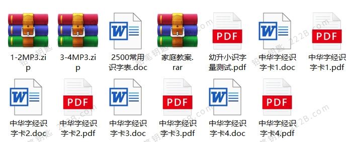 《4000+汉字启蒙拼音识字卡片》常用字自制认知中文闪卡PDF/WORD 百度云网盘下载