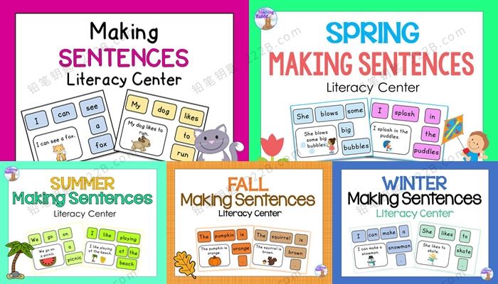 《Making Sentences Literacy Center》五册四季单词句子排序PDF 百度云网盘下载