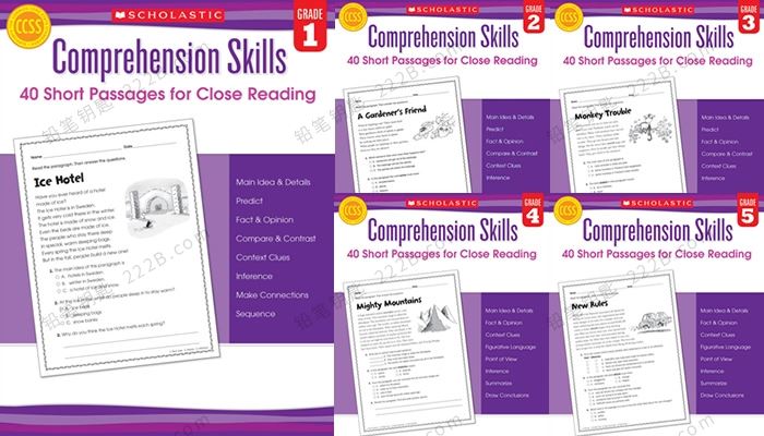 《Comprehension Skills》G1-G5五册阅读理解练习册PDF 百度云网盘下载